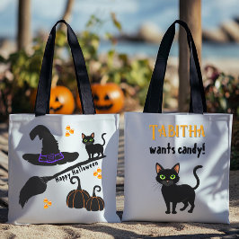 ブラックキャット ハッピーハロウィン オーダーメイド トートバッグ