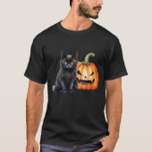 ブラックキャット&パンプキンハロウィーンティー Tシャツ (正面)
