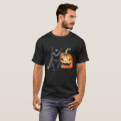 ブラックキャット&パンプキンハロウィーンティー Tシャツ (正面フル)