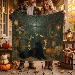 ブラックキャット ビクトリアン装飾 | 好奇心は黒を身に着ける スローブランケット