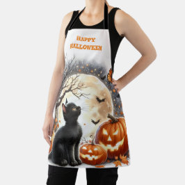 ブラックキャット ビンテージ レトロ ハロウィン エプロン