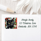 ブラックキャット&ホリームワイクリスマス差出人住所 ラベル (インサイチュ)