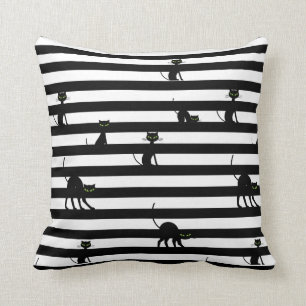 ブラックキャット&ホワイトストライプズシックハロウィーン クッション