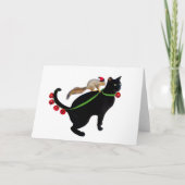 ブラックキャット、リス、ベルズホリデーカード シーズンカード (正面)