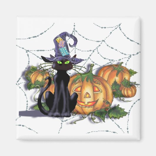 ブラックキャット、帽子、くもの巣&ジャックバイシャロンSHARPE マグネット (正面)