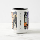 ブラックキャット、幽霊、カボチャ、こうもり&ハ幽霊のよく出るウス マグカップ (中央)