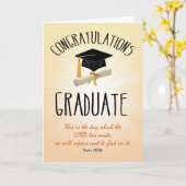 ブラックキャップ付き宗教的金ゴールドスターバスト カード (黄色い花)