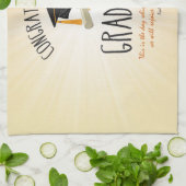 ブラックキャップ付き宗教的金ゴールドスターバスト キッチンタオル (折り畳み)