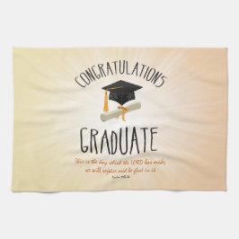 ブラックキャップ付き宗教的金ゴールドスターバスト キッチンタオル