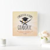 ブラックキャップ付き宗教的金ゴールドスターバスト スクエア壁時計 (ホーム)