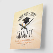 ブラックキャップ付き宗教的金ゴールドスターバスト スクエア壁時計 (傾斜)