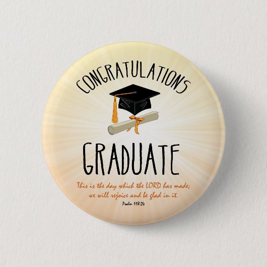 ブラックキャップ付き宗教的金ゴールドスターバスト 缶バッジ (正面)