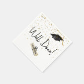 ブラックキャップ付き良好に行われた卒業金ゴールド紙吹雪 スタンダードカクテルナプキン (角)