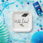 ブラックキャップ付き良好に行われた卒業金ゴールド紙吹雪 ペーパープレート (パーティー)