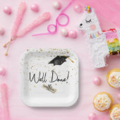 ブラックキャップ付き良好に行われた卒業金ゴールド紙吹雪 ペーパープレート (パーティー)