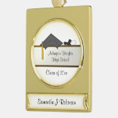 ブラックキャップ卒業バナーオーナメント ゴールドプレートバナーオーナメント (左)