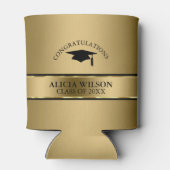 ブラックキャップ及び金ゴールドストライプ – 卒業 缶クーラー (裏面)