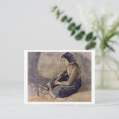 ブラックキャップ座っている女の子，ビンセント・ヴァン・ゴッホ ポストカード (スタンド正面)