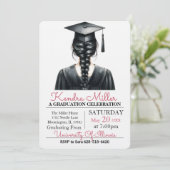 ブラックキャップ&ガウン水彩卒業招待状 招待状 (スタンド正面)