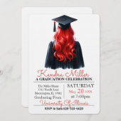 ブラックキャップ&ガウン水彩卒業招待状 招待状 (正面/裏面)