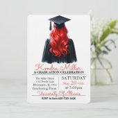 ブラックキャップ&ガウン水彩卒業招待状 招待状 (スタンド正面)