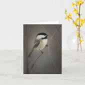 ブラックキャップ《鳥》アメリカゴガラノテカード カード (黄色い花)