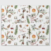 ブラックキャップ《鳥》アメリカゴガラバーズクリスマスパーティー ラッピングペーパー (フラット)