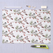 ブラックキャップ《鳥》アメリカゴガラパインブランチ&レッドベリー 薄葉紙 (クラフト)