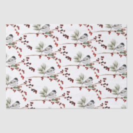 ブラックキャップ《鳥》アメリカゴガラパインブランチ&レッドベリー 薄葉紙