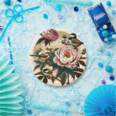 ブラックキャップ《鳥》アメリカゴガラ牡丹アート自然愛好家 ペーパープレート (パーティー)