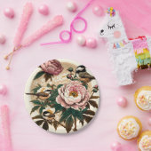 ブラックキャップ《鳥》アメリカゴガラ牡丹アート自然愛好家 ペーパープレート (パーティー)