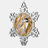 ブラックキャップ《鳥》アメリカゴガラ-オリジナル写真 スノーフレークピューターオーナメント (右)