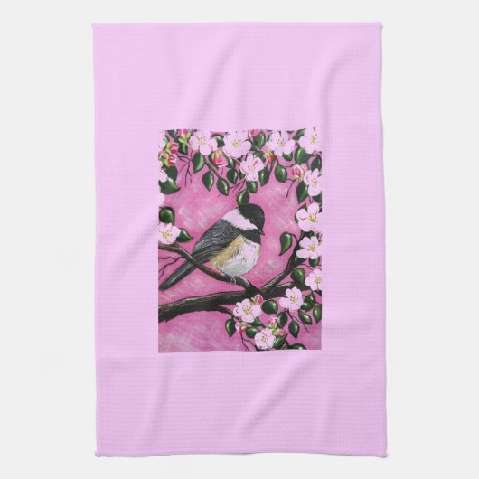 ブラックキャップ《鳥》アメリカゴガラ キッチンタオル (縦)