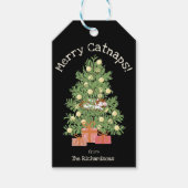 ブラックキャッメリートナップ！かわいい猫オンシストマスツリー ギフトタグ (正面)