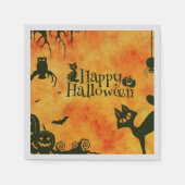 ブラックキャッ不気味トハロウィーン紙ナプキンス スタンダードカクテルナプキン (正面)
