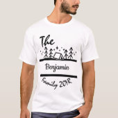 ブラックキャモダンンピングファミリー名テンプレート Tシャツ (正面)