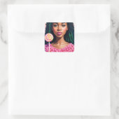 ブラックキャンディガール棒つきキャンデー美しい スクエアシール (バッグ)