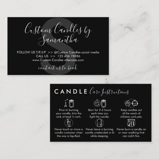 ブラックキャンドルの取り扱い方法 名刺 (正面/裏面)