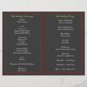 ブラックキャンバスと赤いサテンの結婚式プログラム (裏面)