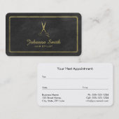 ブラックキャンバスゴールデンハサミ美容師事業 予約カード (正面/裏面)