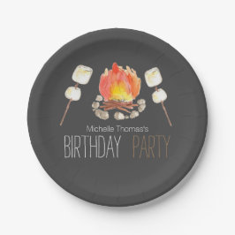 ブラックキャンプファイアスモアーズ誕生日紙プレート ペーパープレート