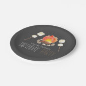 ブラックキャンプファイアスモアーズ誕生日紙プレート ペーパープレート (アングル)