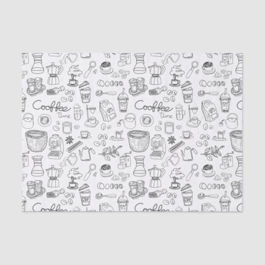 ブラックキュートなコーヒーパターン 薄葉紙 (正面)