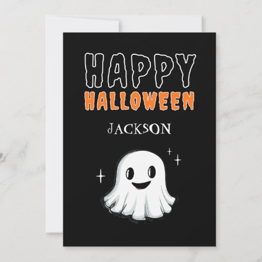 ブラックキュート幽霊不気味カスタムハッピーハローウィン シーズンカード (正面)