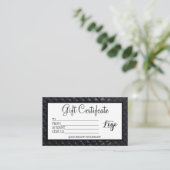 ブラックキルテッドビジネスギフト証明書マーケティング 名刺 (スタンド正面)