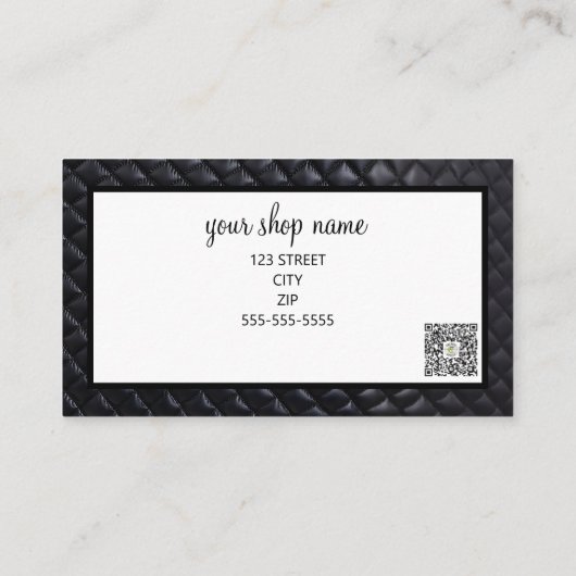 ブラックキルテッドビジネスギフト証明書マーケティング 名刺 (裏面)