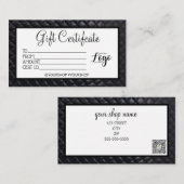 ブラックキルテッドビジネスギフト証明書マーケティング 名刺 (正面/裏面)
