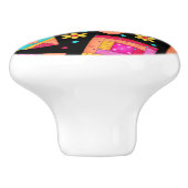 ブラックキルトパッチワークカラフルブロックアート セラミックノブ (側面)