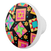 ブラックキルトパッチワークカラフルブロックアート セラミックノブ (右)