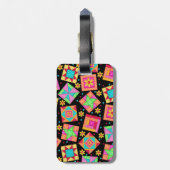 ブラックキルトブロック荷物又は裁縫機械ラベル ラゲッジタグ (裏面縦)